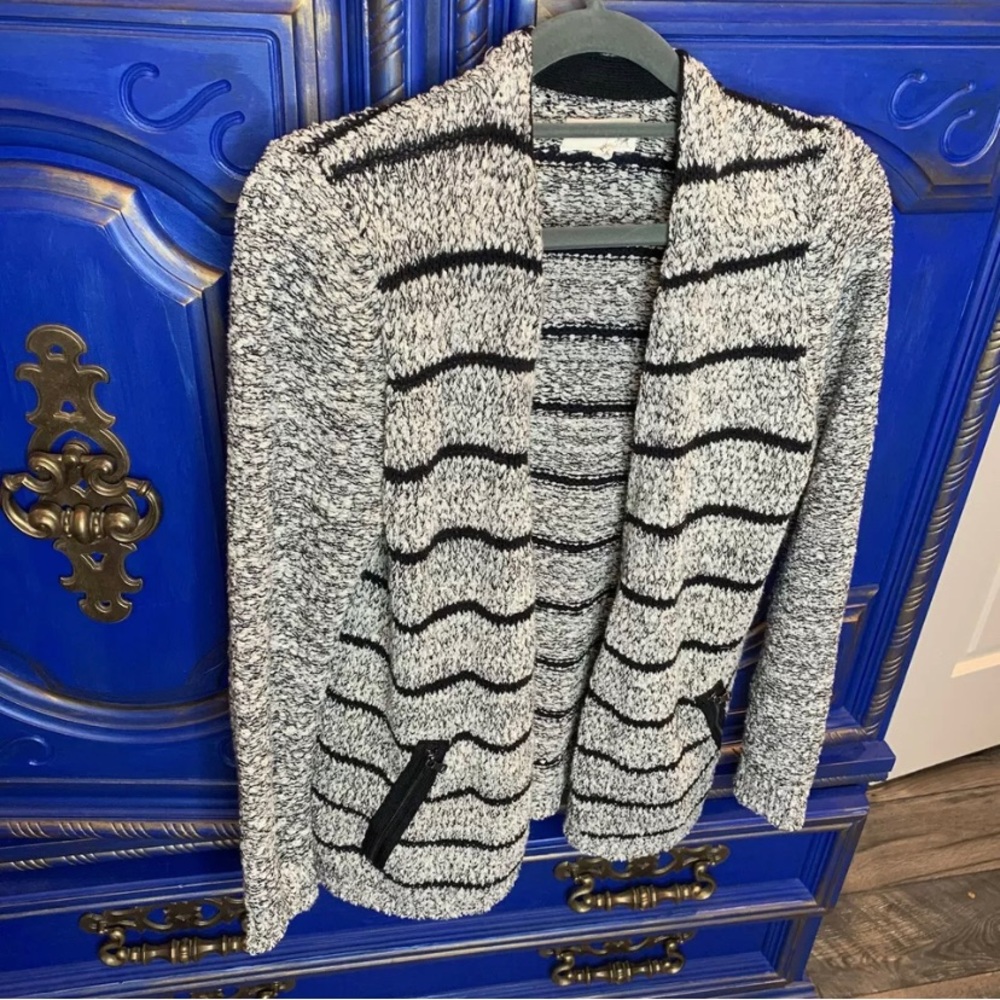 LOU & GREY Sweater Stripe Open Cardigan Medium - Picture 1 of 3
